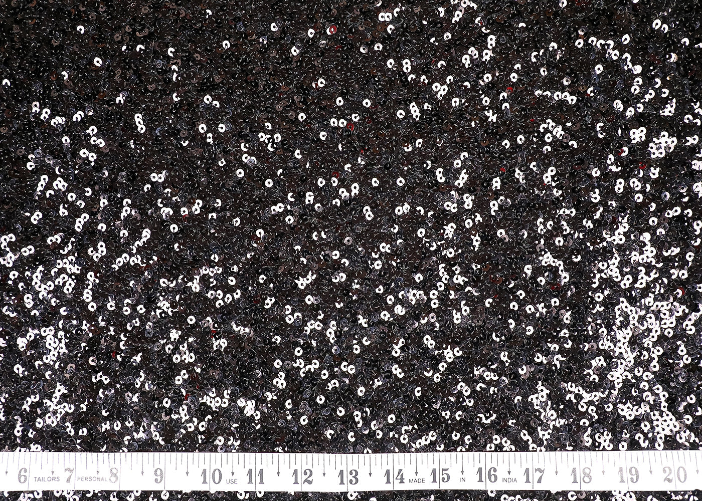 Black Net Fabric With All Over Sequins Work 16838