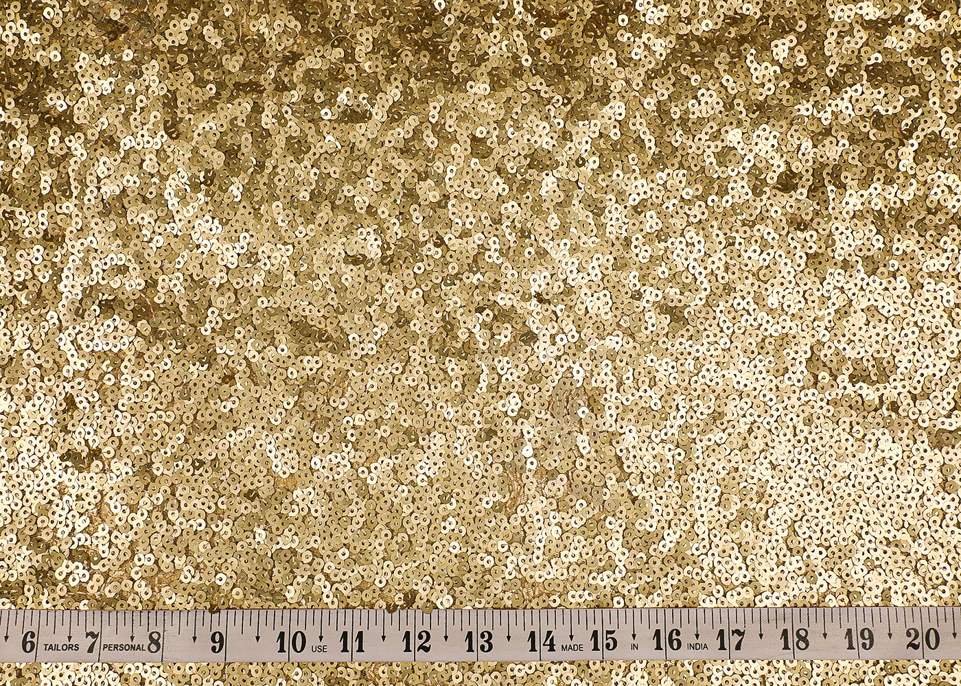 Metallic Gold Net Fabric With All Over Sequins Work 16840