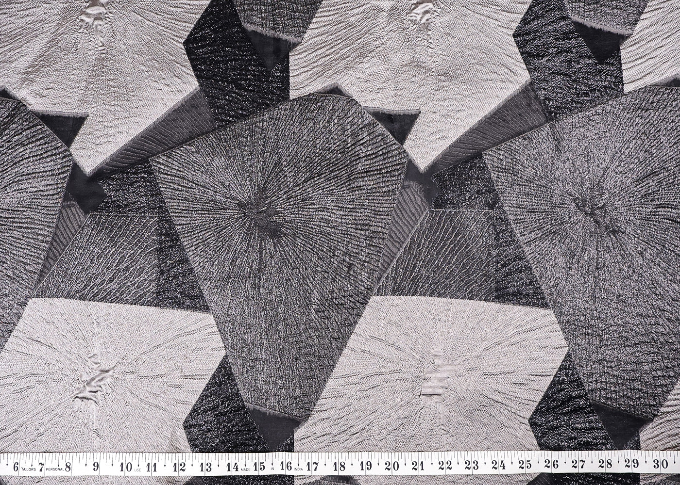 Grey Organza Fabric With All Over Embossed Foil Work 16848