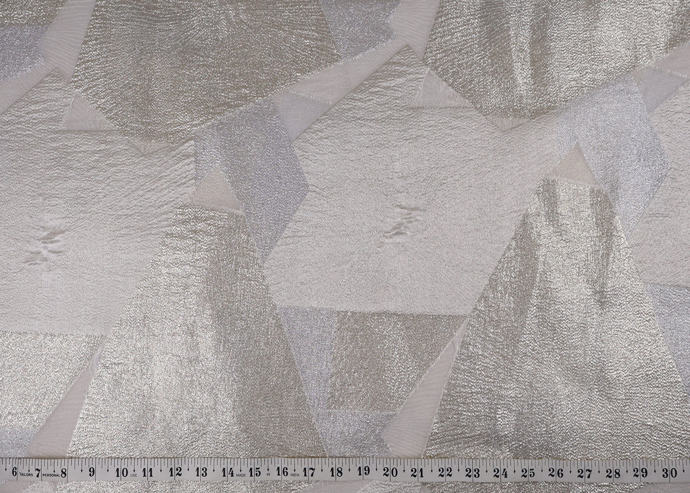 White Organza Fabric With All Over Embossed Foil Work 16849