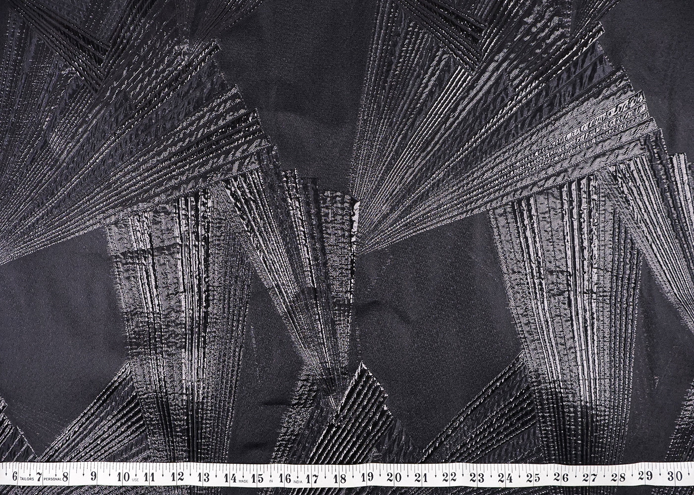Black Organza Fabric With All Over Embossed Foil Work 16852