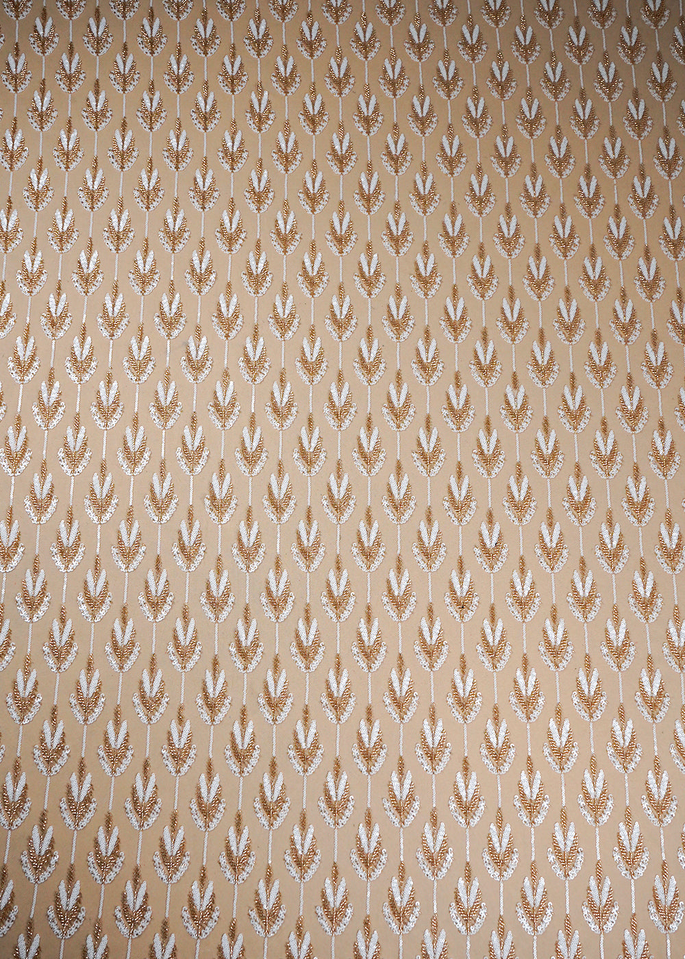 White Imported Net Fabric With All Over Sequins And Katdana Work 16881