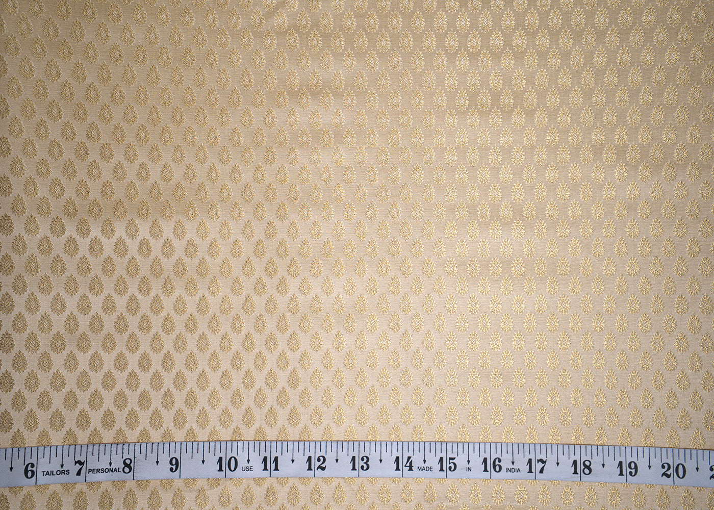 Golden Banarasi Brocade Fabric With All Over Thread And Golden Zari Handloom 16895