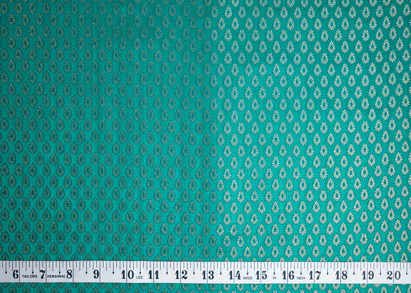 Mint Green Banarasi Brocade Fabric With All Over Thread And Golden Zari Handloom 16898