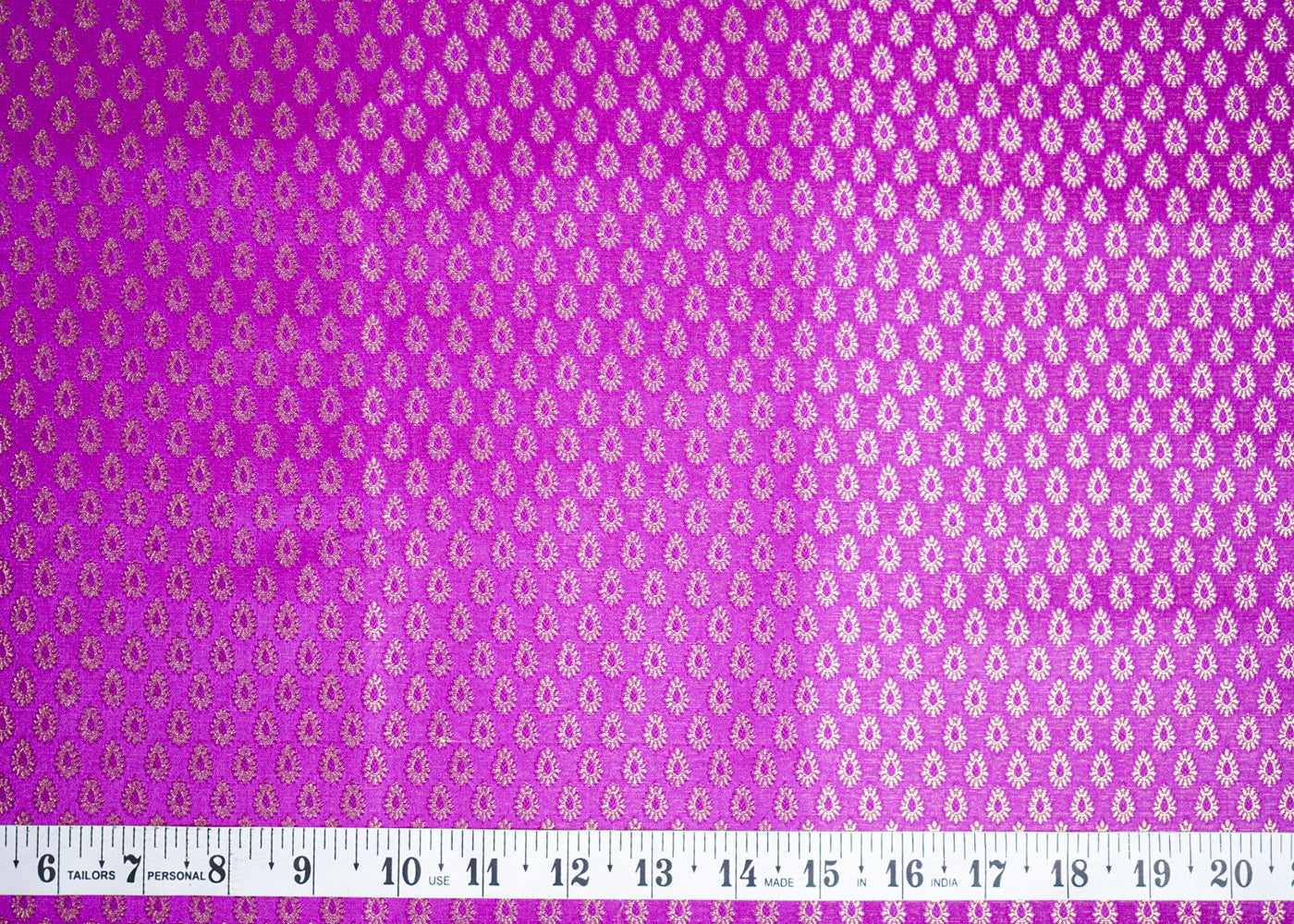 Purple Banarasi Brocade Fabric With All Over Thread And Golden Zari Handloom 16902