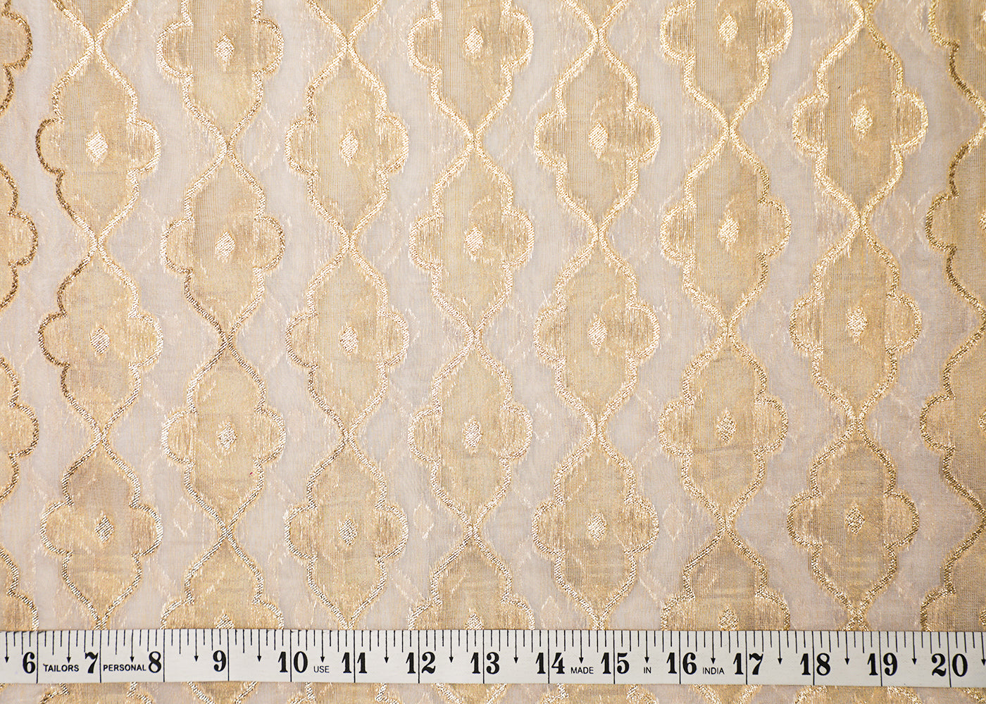 White Organza Fabric With All Over Zari Handloom 16920