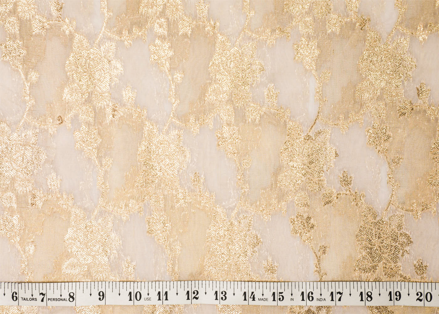 White Organza Fabric With All Over Zari Handloom 16921