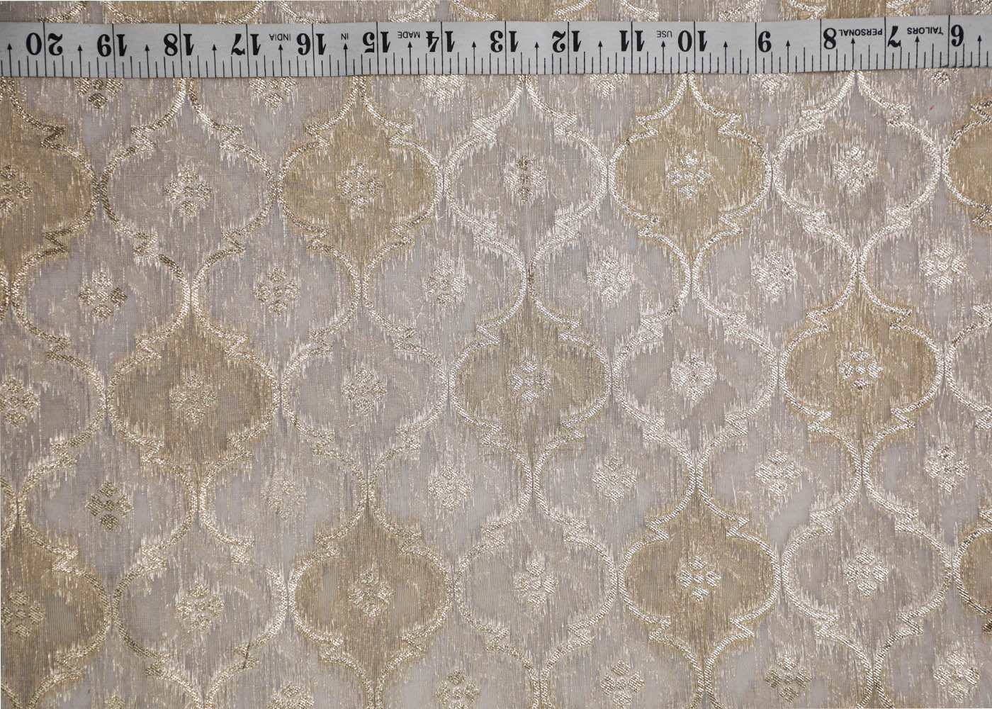 White Organza Fabric With All Over Zari Handloom 16922