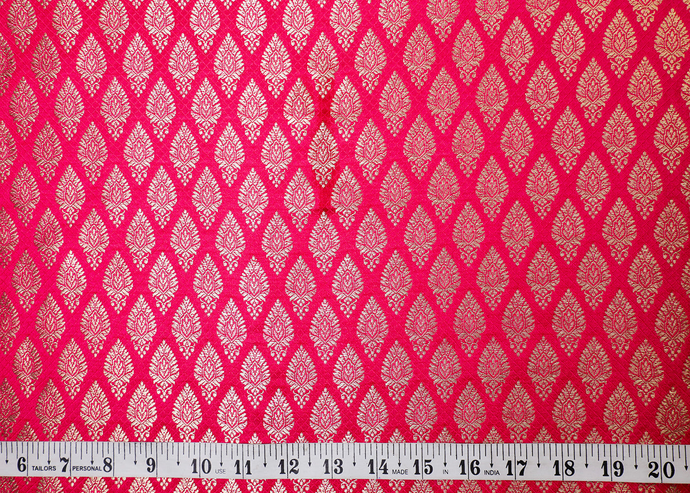 Rani Banarasi Brocade Fabric With All Over Thread And Golden Zari Handloom 16939