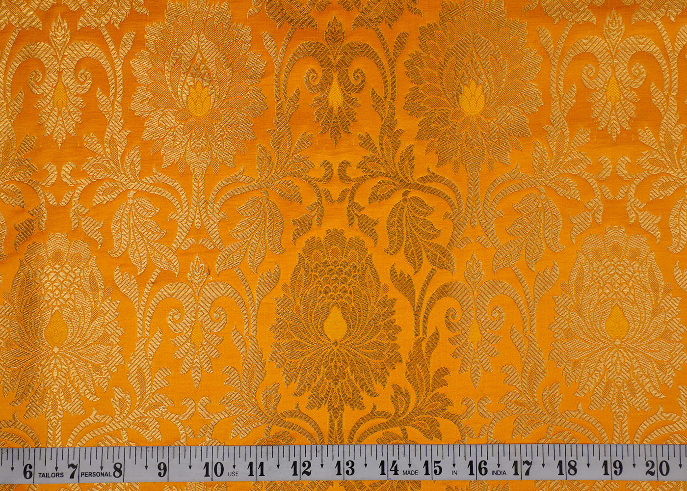 Mustard Banarasi Brocade Fabric With All Over Thread And Golden Zari Handloom 16945