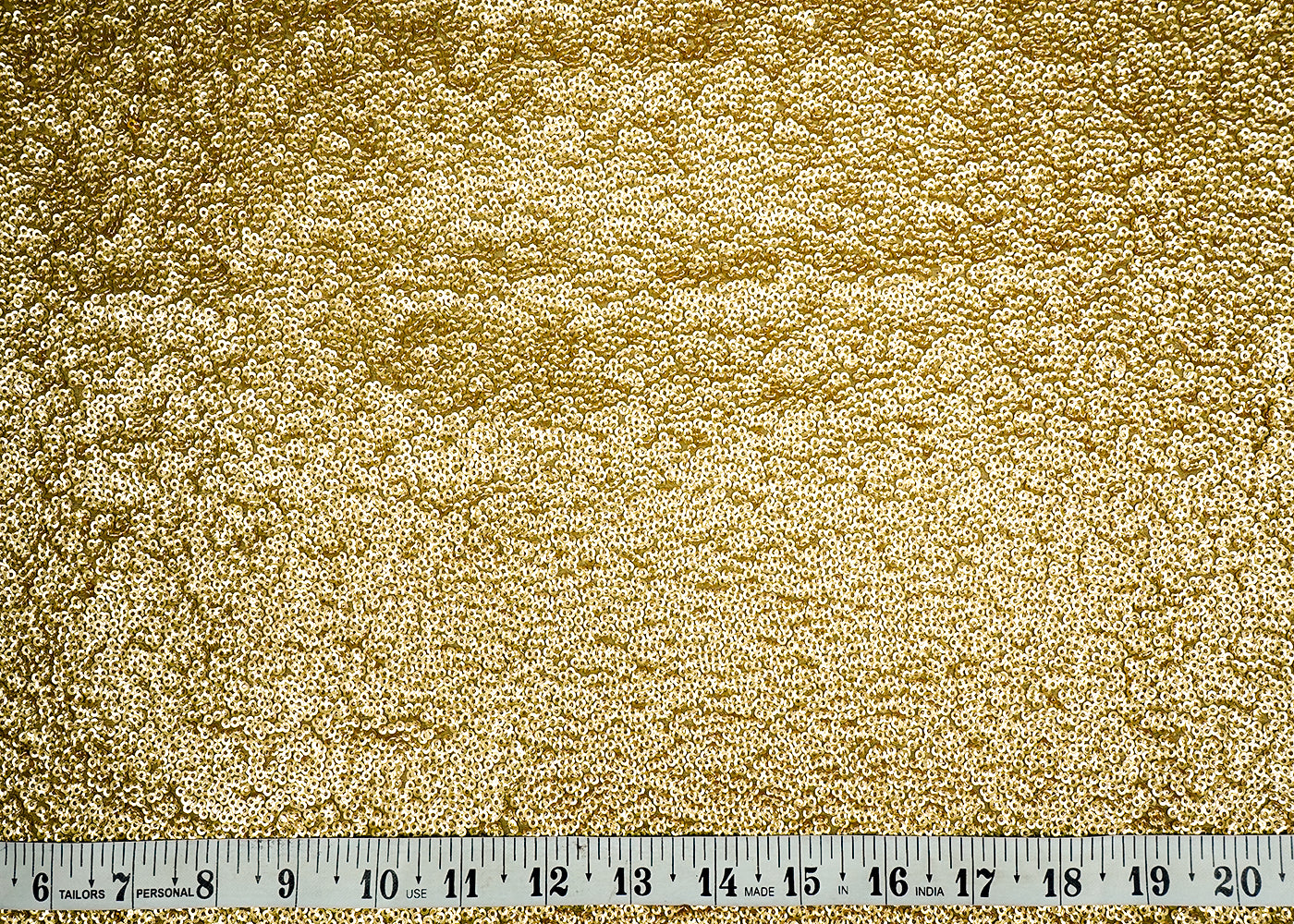 Golden Georgette Fabric With Allover Sequins Work 16947