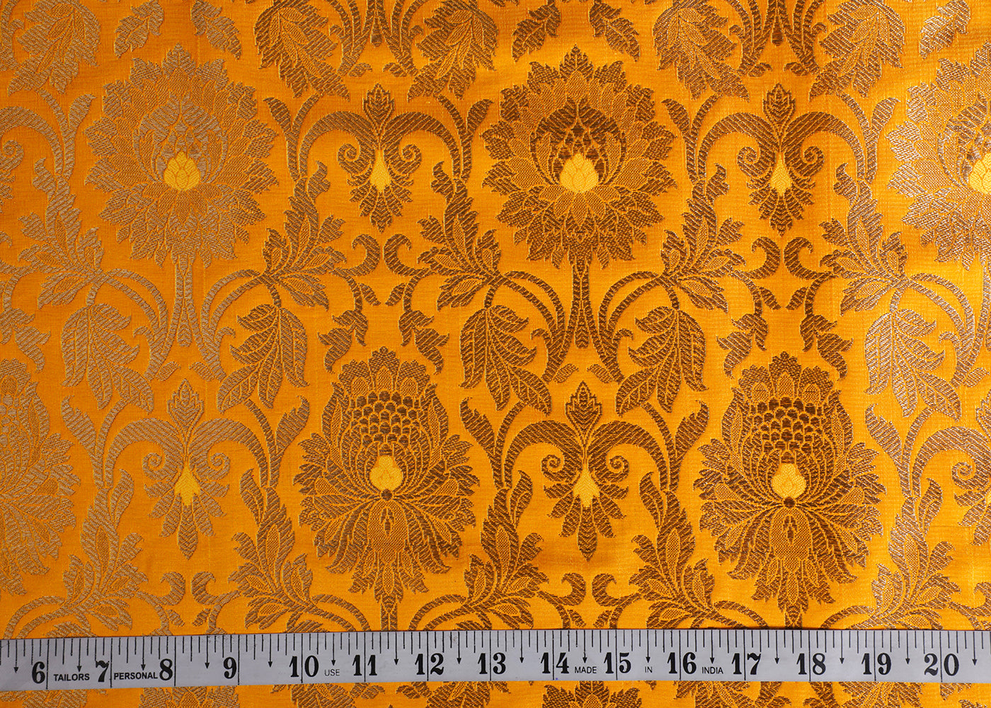 Mustard Banarasi Brocade Fabric With All Over Thread And Golden Zari Handloom 16947