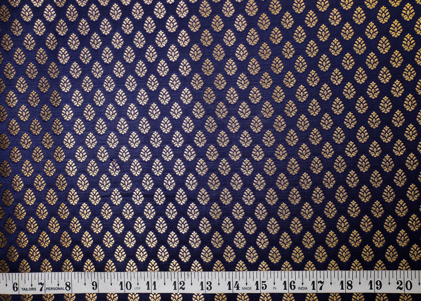 Navy Blue Banarasi Brocade Fabric With All Over Golden Zari Handloom 16960