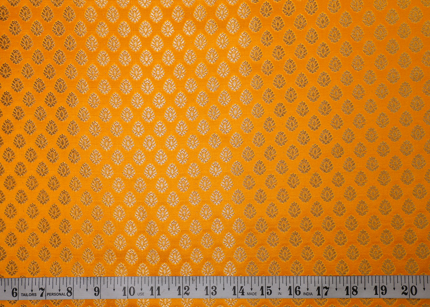 Mustard Banarasi Brocade Fabric With All Over Golden Zari Handloom 16963