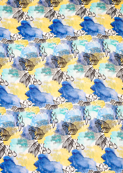 Multi-Color Georgette Satin Fabric with All Over Abstract Print 17026