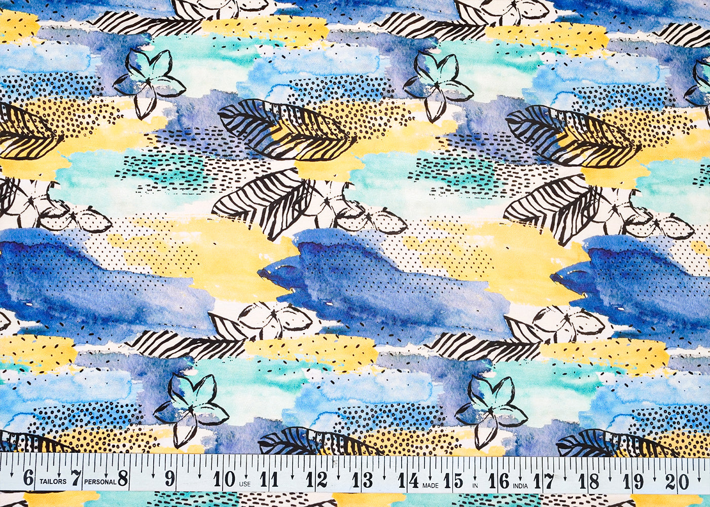 Multi-Color Georgette Satin Fabric with All Over Abstract Print 17026