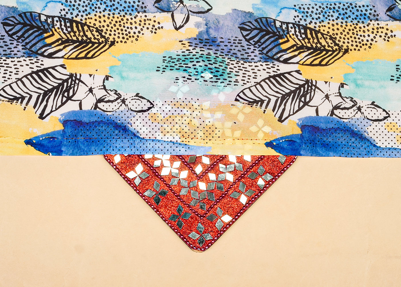 Multi-Color Georgette Satin Fabric with All Over Abstract Print 17026