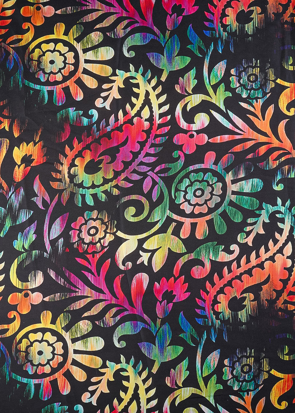 Black Georgette Satin Fabric With All Over Traditional Print 17027