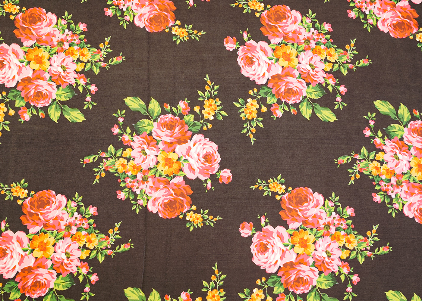 Black Georgette Satin Fabric with All Over Floral Print 17029