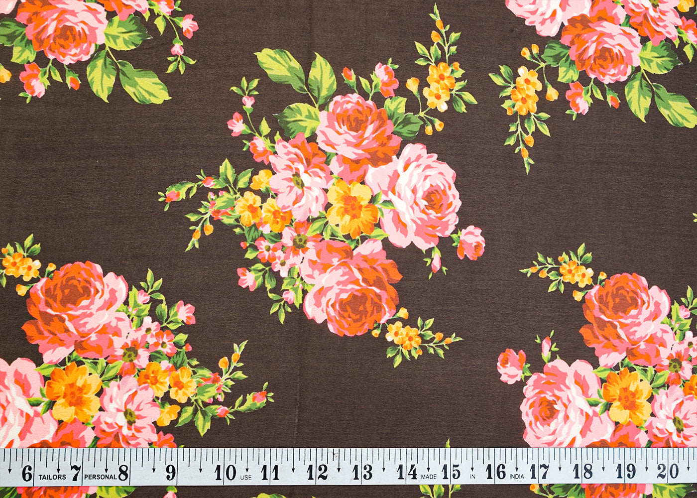 Black Georgette Satin Fabric with All Over Floral Print 17029