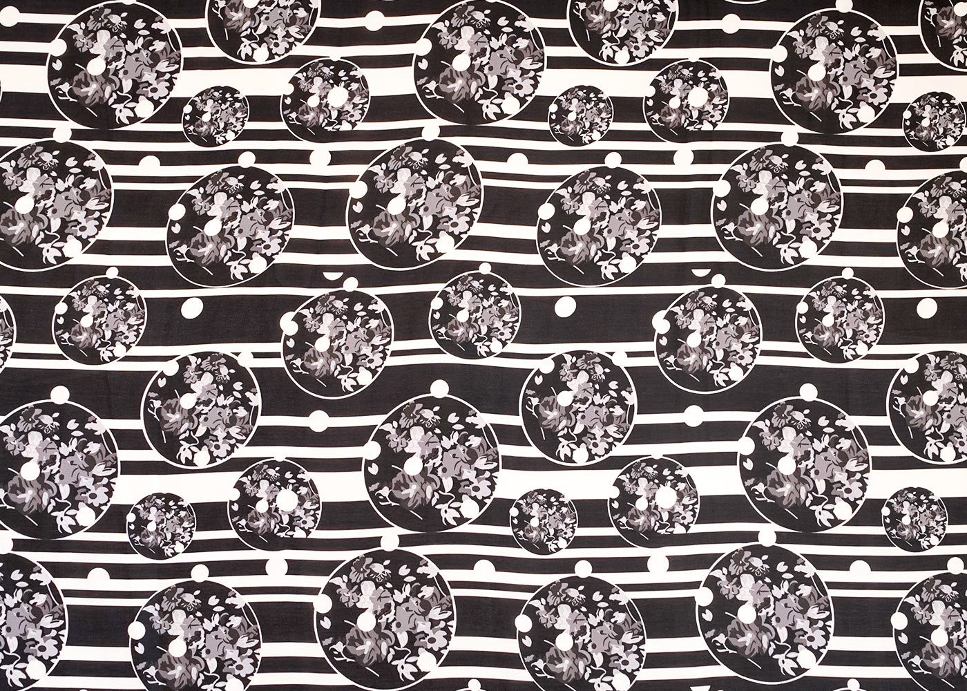 Black Georgette Satin Fabric with All Over Abstract Print 17037