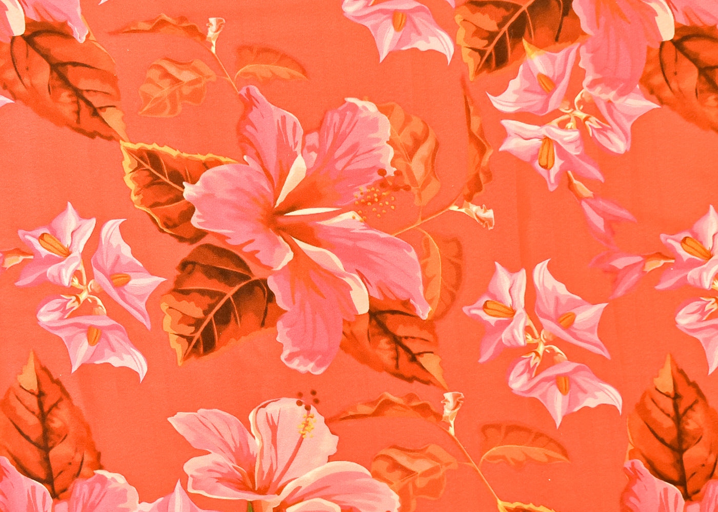 Hot Pink Georgette Satin Fabric with All Over Floral Print 17045