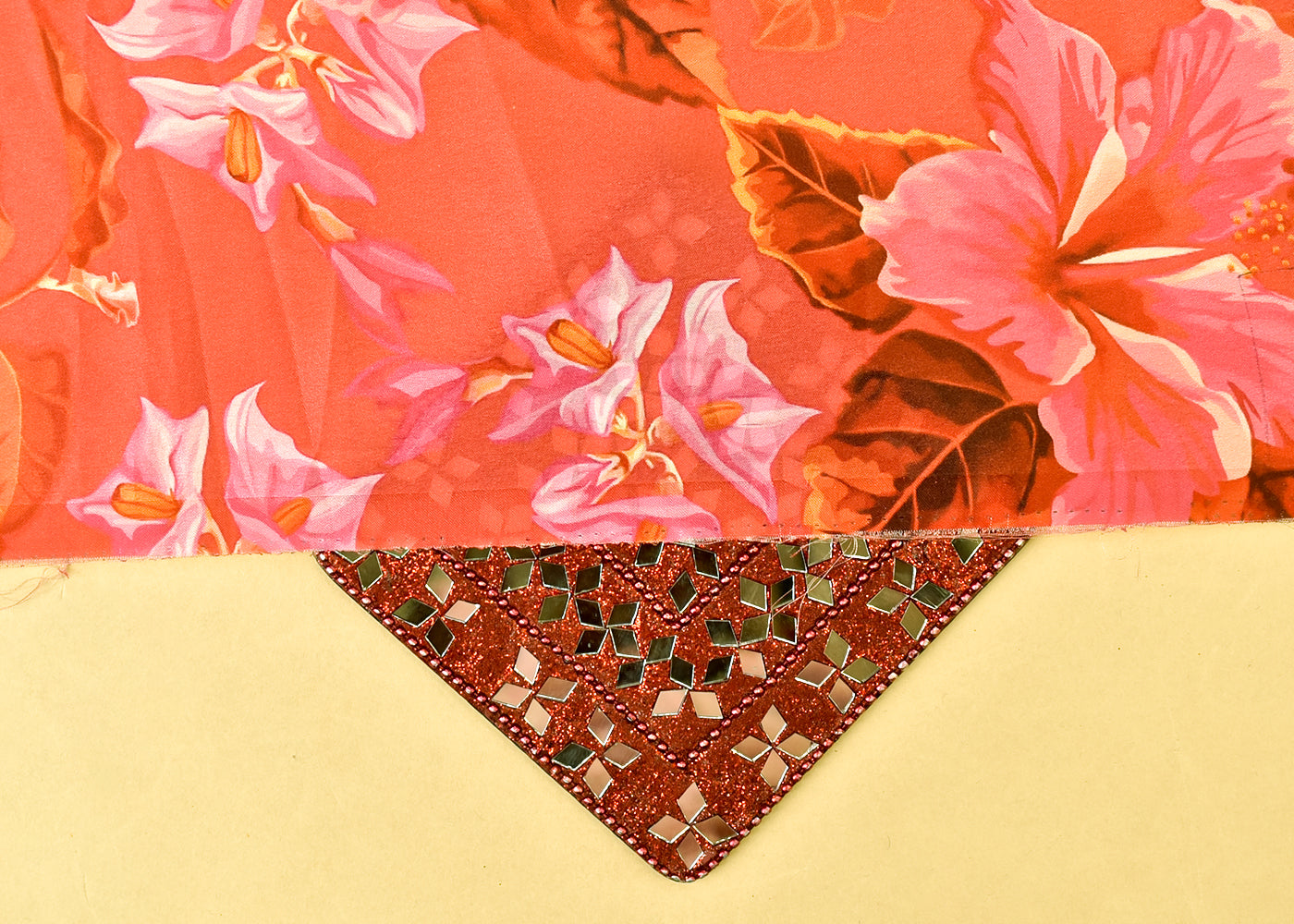 Hot Pink Georgette Satin Fabric with All Over Floral Print 17045