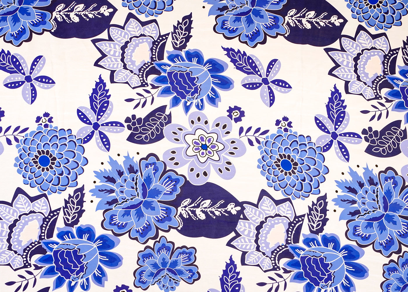 White Georgette Satin Fabric with All Over Traditional Print 17050