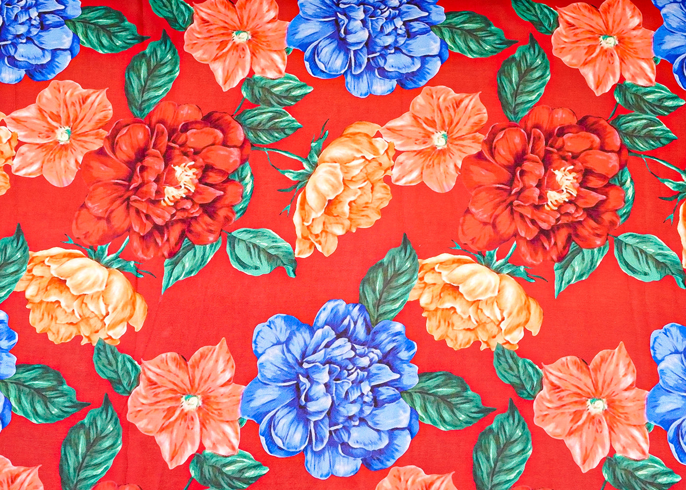 Maroon Georgette Satin Fabric with All Over Floral Print 17052