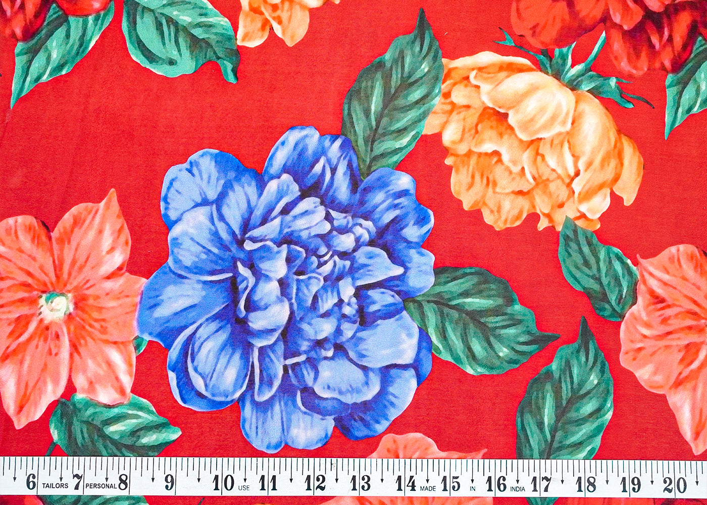 Maroon Georgette Satin Fabric with All Over Floral Print 17052