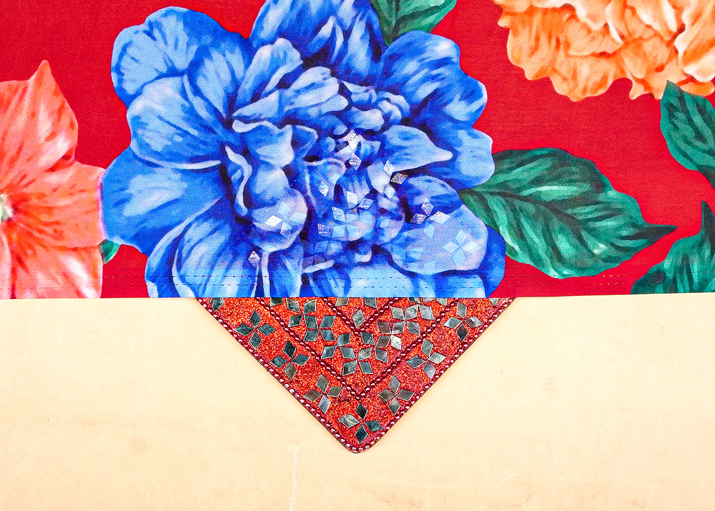 Maroon Georgette Satin Fabric with All Over Floral Print 17052