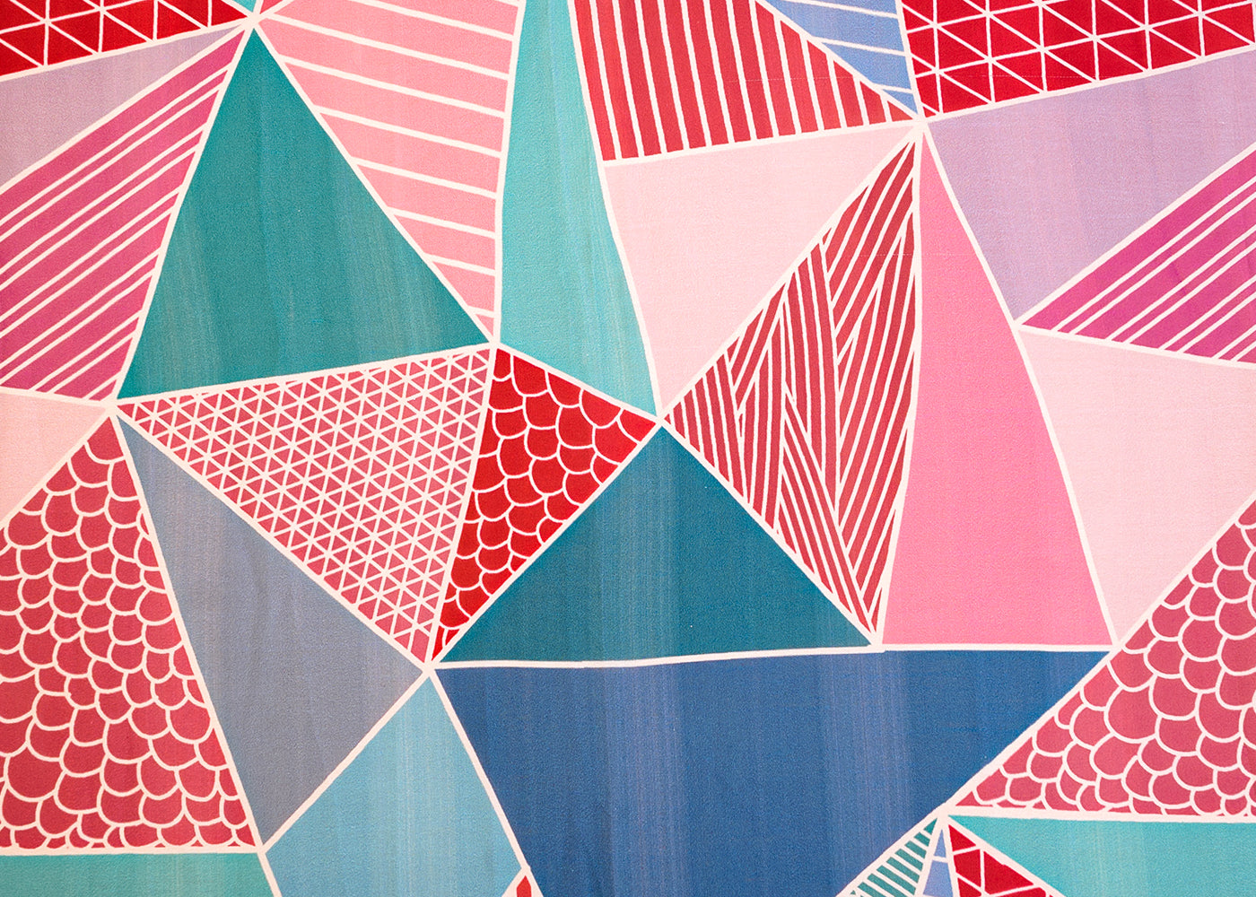 Multi Color Georgette Satin Fabric with All Over Geometric Print 17056