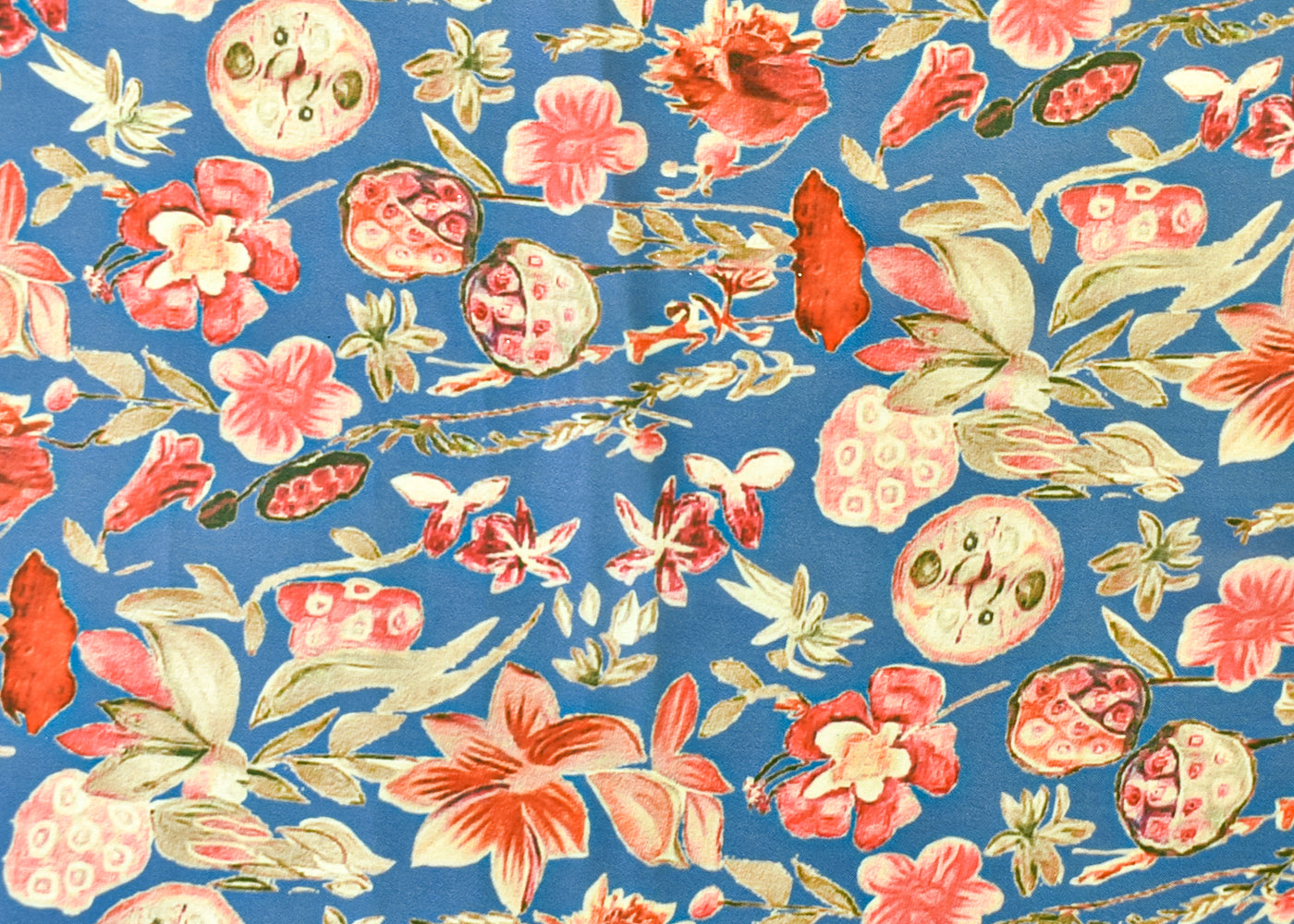 Blue Georgette Satin Fabric with All Over Abstract Print 17060