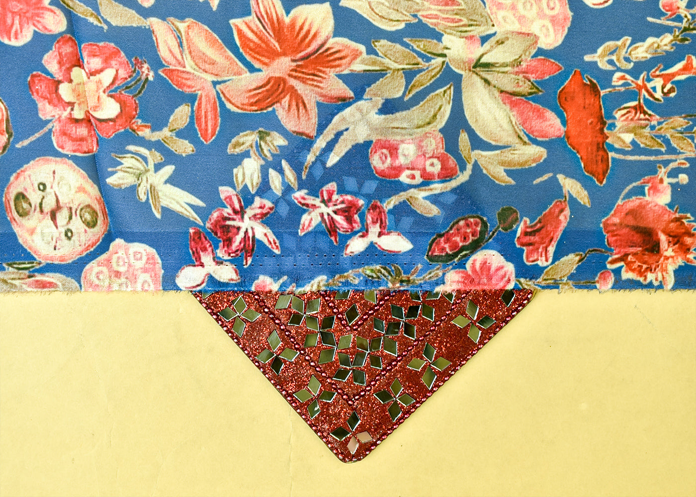 Blue Georgette Satin Fabric with All Over Abstract Print 17060