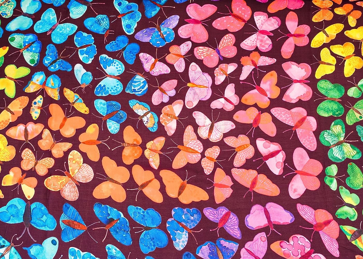 Chocolate Brown Georgette Satin Fabric with All Over Nursery Print 17063