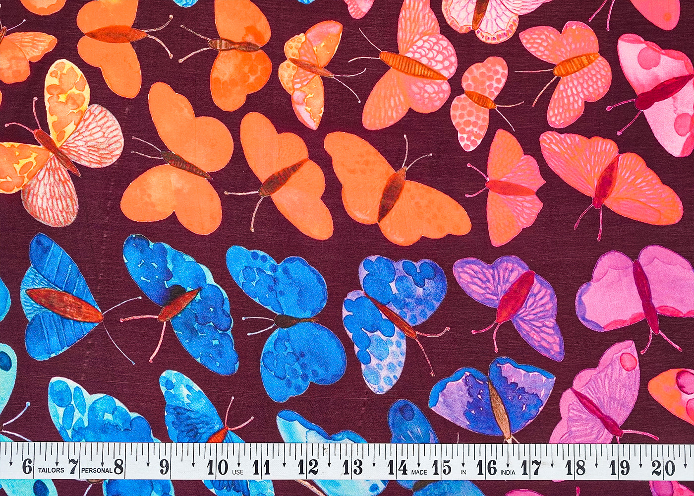 Chocolate Brown Georgette Satin Fabric with All Over Nursery Print 17063