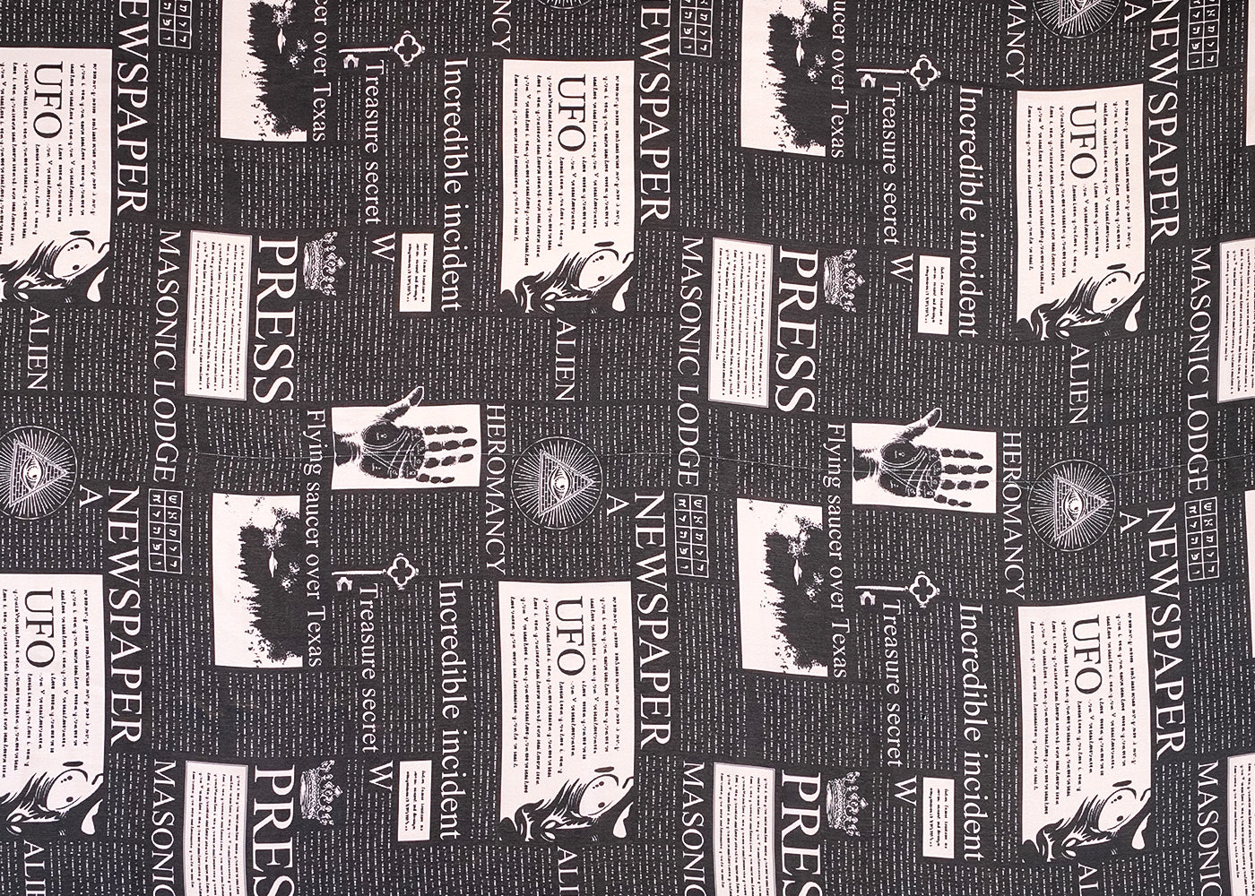 Black Georgette Satin Fabric with All Over Abstract Print 17065