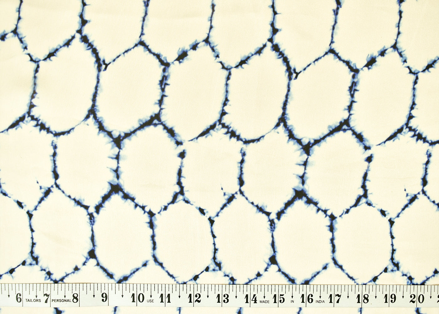 White Georgette Satin Fabric with All Over Geometric Print 17070