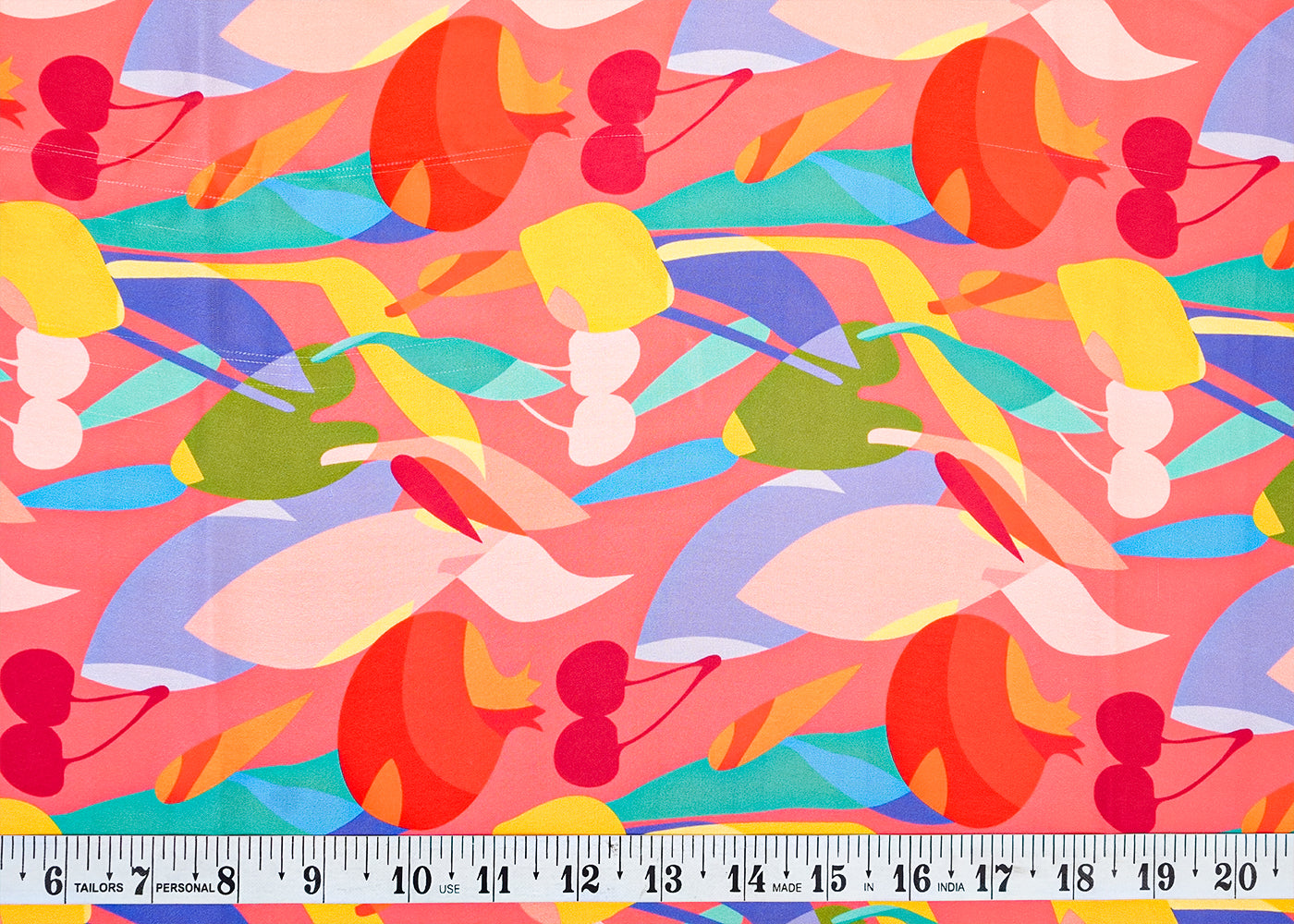 Pink Georgette Satin Fabric with All Over Abstract Print 17072