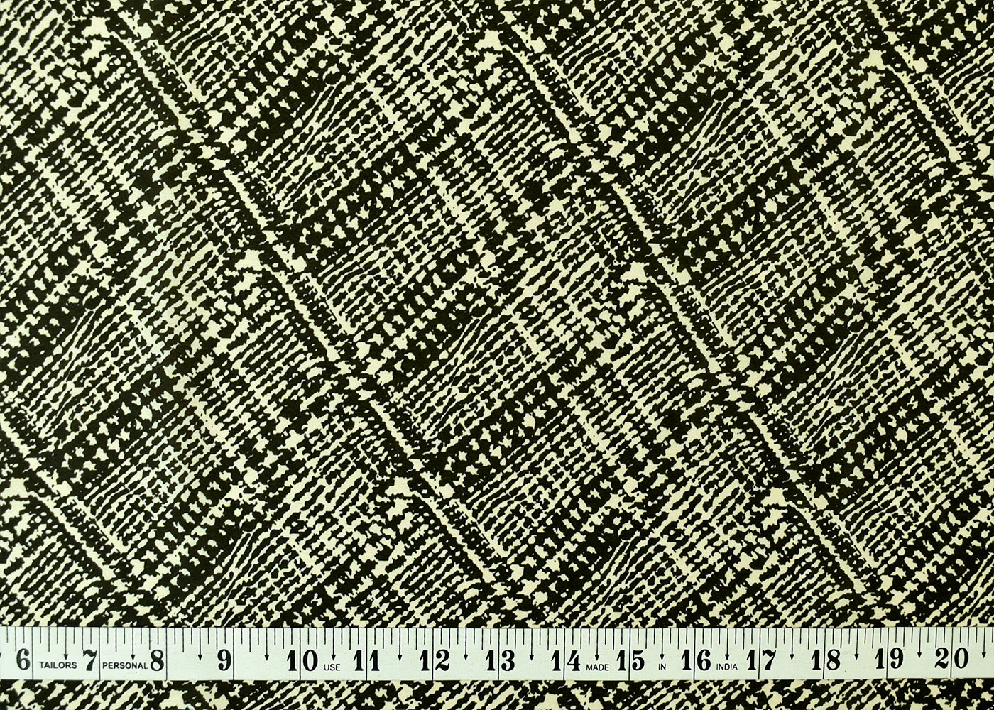 Black Georgette Satin Fabric with All Over Abstract Print 17075