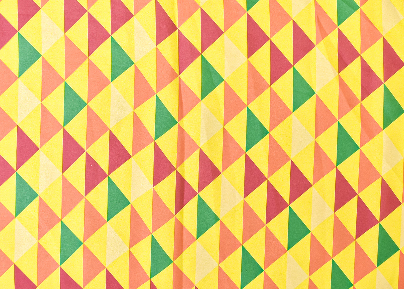 Yellow Georgette Satin Fabric with All Over Geometric Print 17078