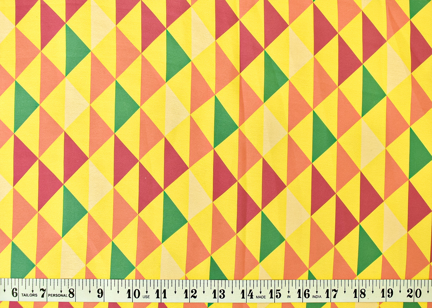 Yellow Georgette Satin Fabric with All Over Geometric Print 17078