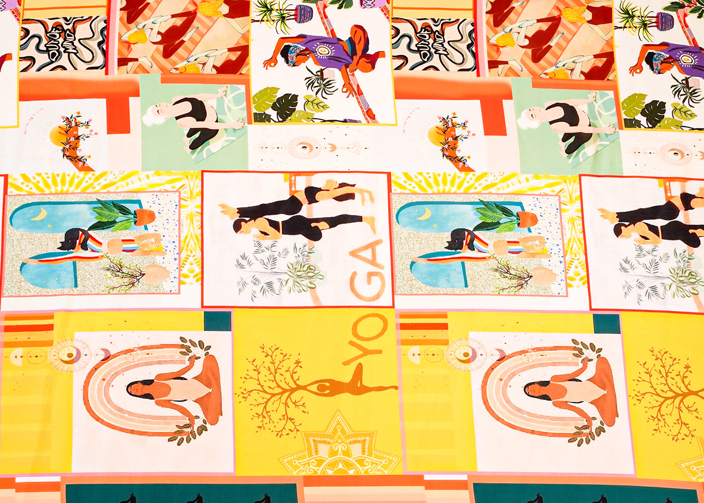 Off-White Georgette Satin Fabric with All Over Abstract Print 17079