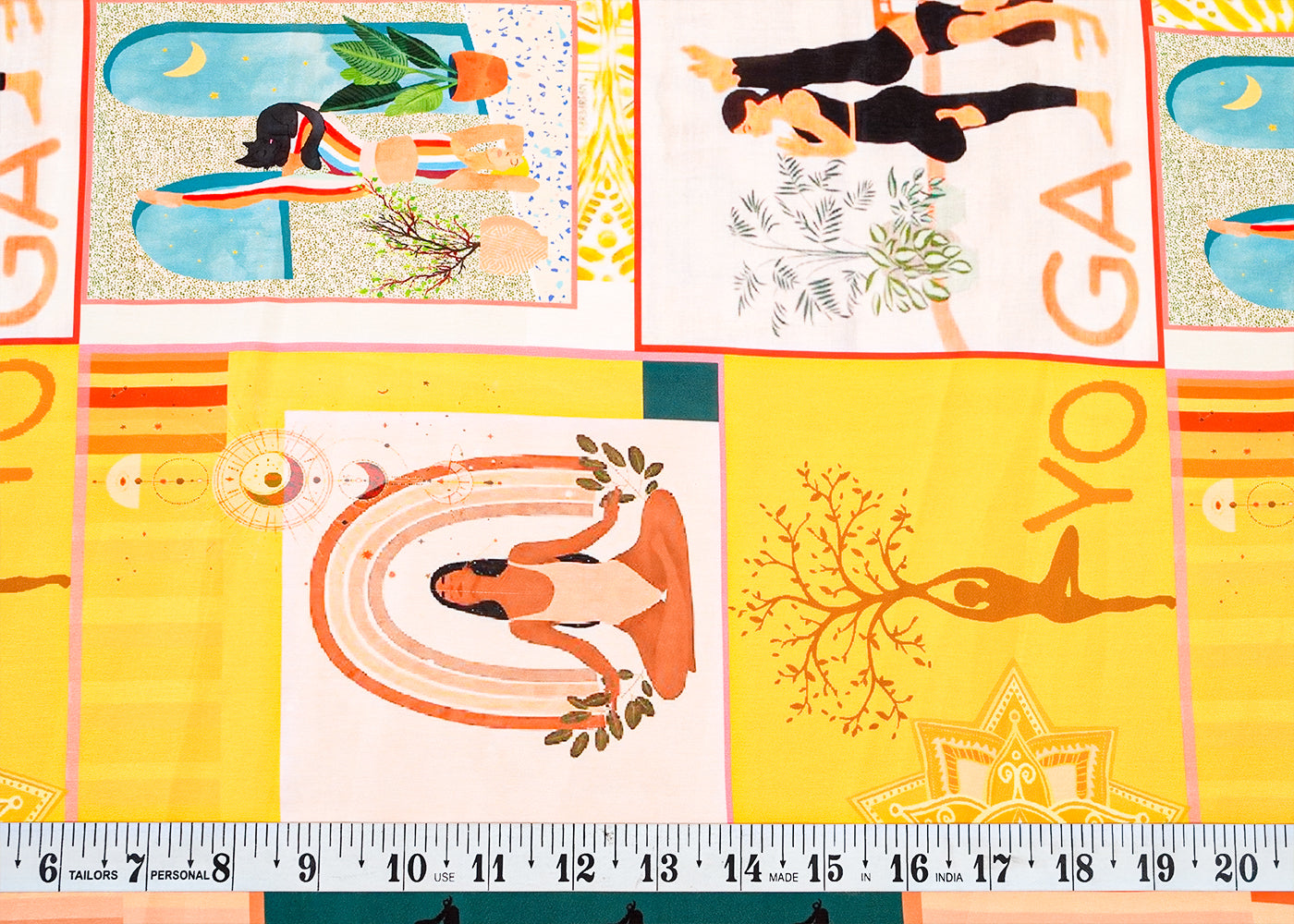 Off-White Georgette Satin Fabric with All Over Abstract Print 17079