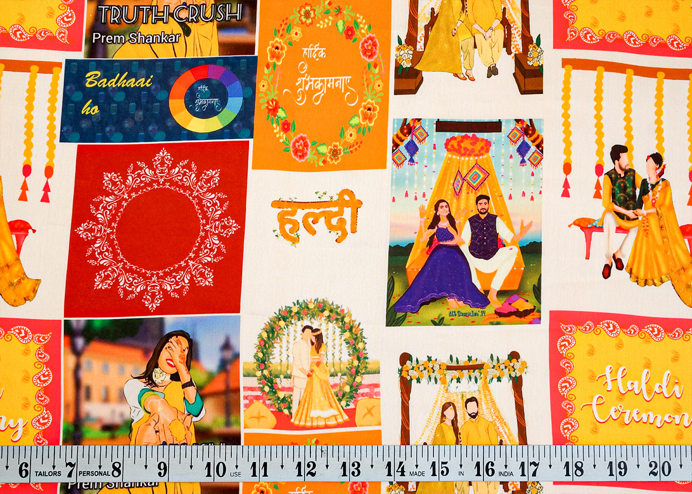 Multi Color Georgette Satin Fabric with Imported Print 17083
