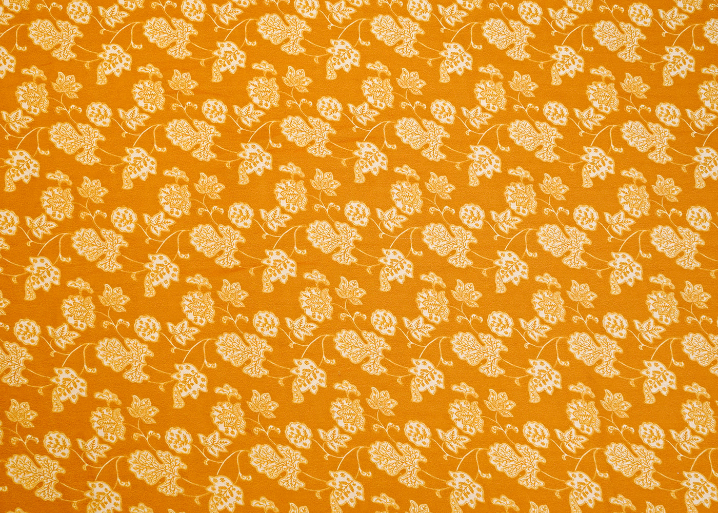 Mustard Georgette Satin Fabric with All Over Traditional Print 17085