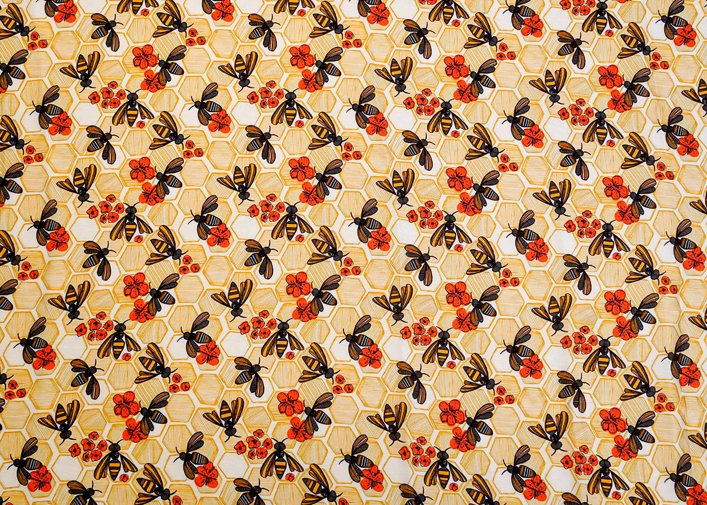 Light Yellow Georgette Satin Fabric with Abstract Print 17086