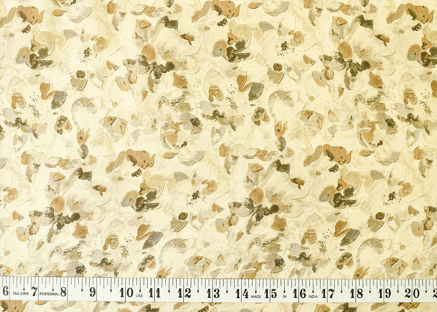 Cream Georgette Satin Fabric with All Over Abstract Print 17089