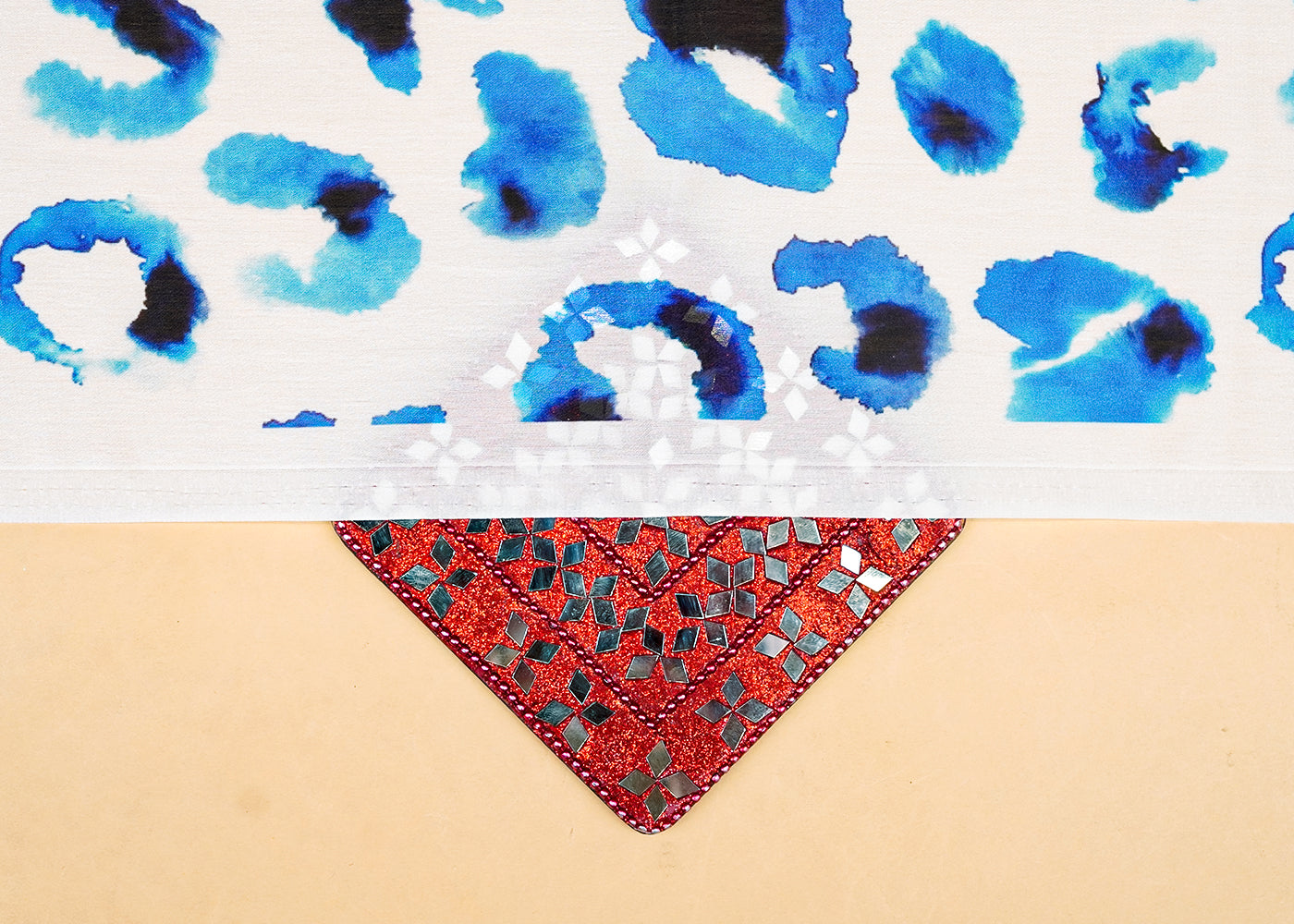 White Georgette Satin Fabric with All Over Abstract Print 17091