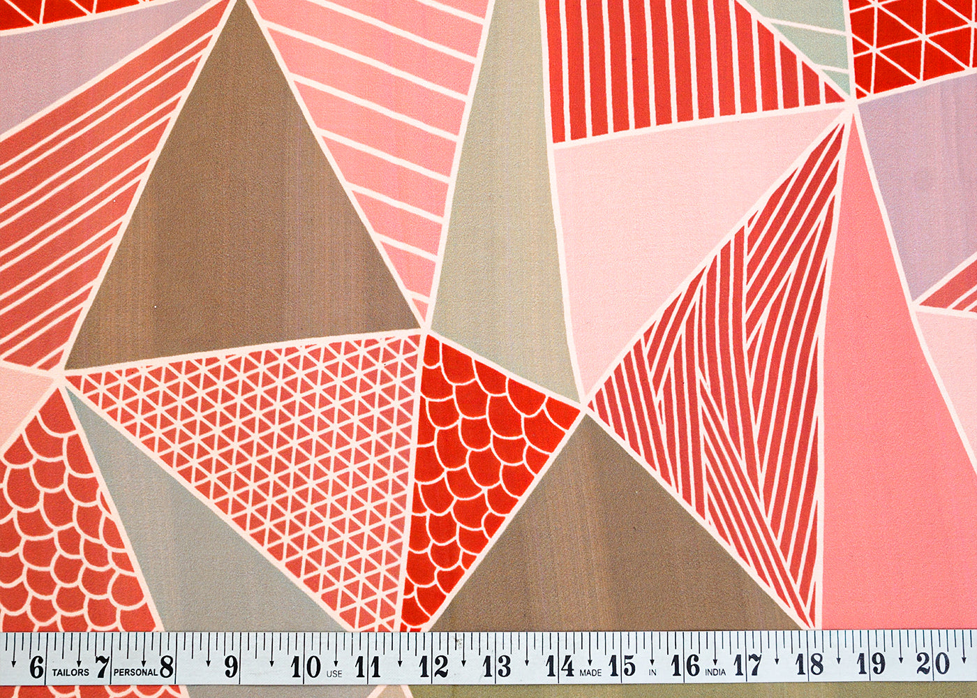 Multi Color Georgette Satin Fabric with All Over Geometric Print 17094